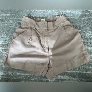 Aritzia Wilfred High Waisted Women's Linen Shorts Beige